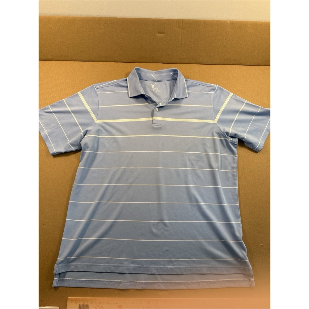 F&G Tech Polo Shirt Mens XL‎ Golf Blue Striped